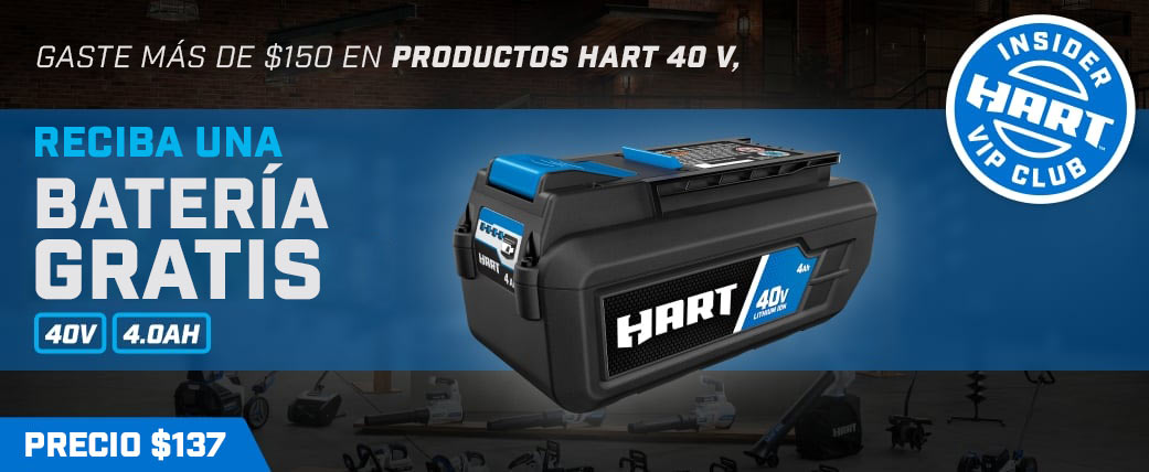 Compre productos seleccionados HART 20 V en línea y reciba una batería gratis